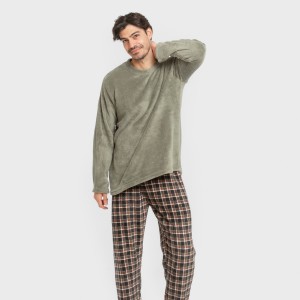 Pijama coral hombre Cuadro Frankfurt verde 2