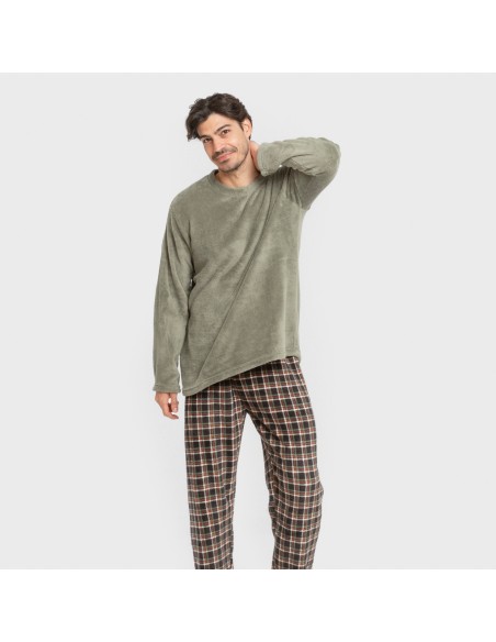 Pijama coral hombre Cuadro Frankfurt verde