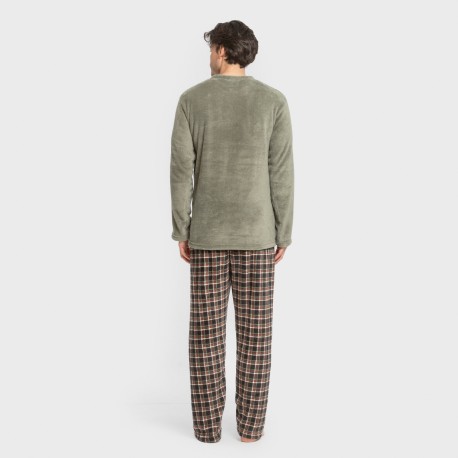 Pijama coral hombre Cuadro Frankfurt verde