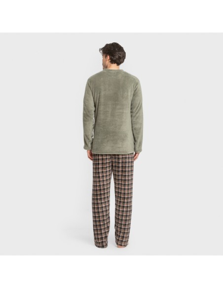 Pijama coral hombre Cuadro Frankfurt verde