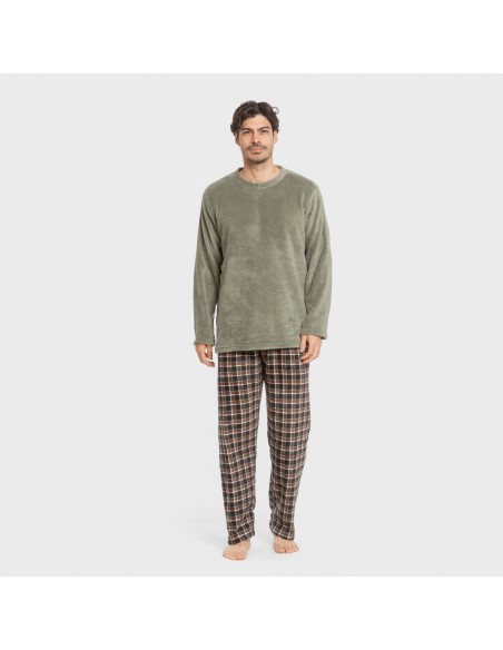 Pijama coral hombre Cuadro Frankfurt verde