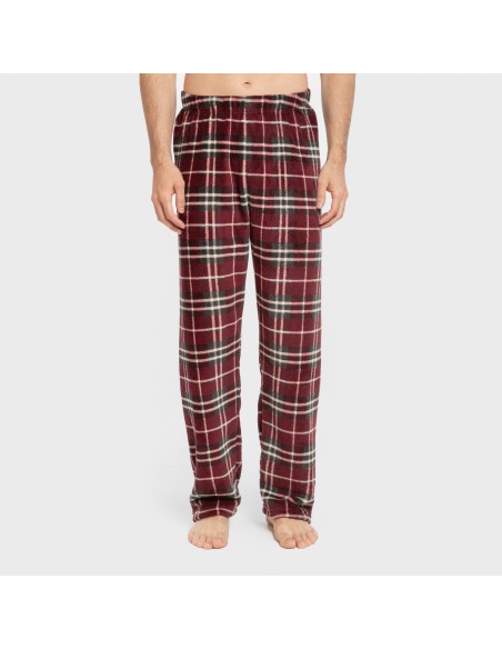 Pijama coral hombre Cuadro Sauron burdeos