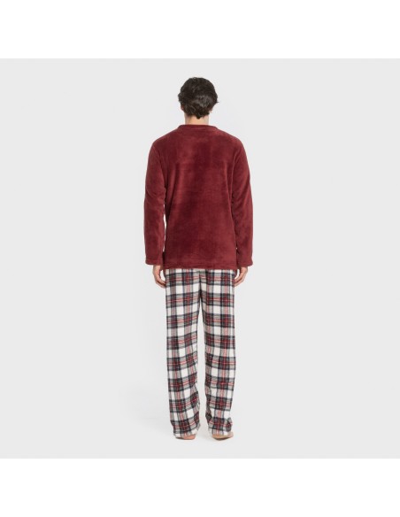 Pijama coral hombre Cuadro Celestia burdeos