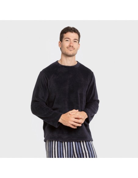 Pijama coral hombre Raya Vinicius azul