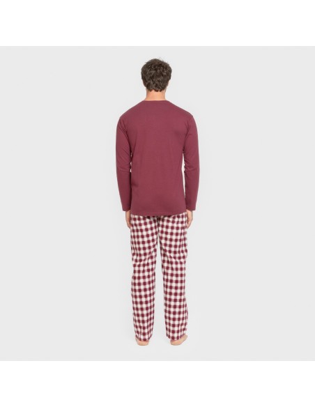 Pijama hombre franela Cuadro Gustavo burdeos