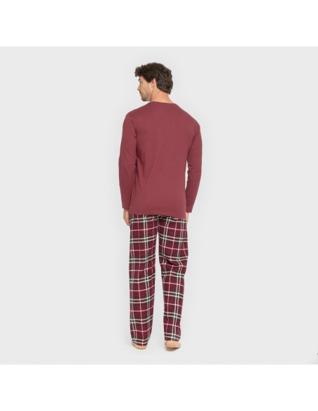 Pijama hombre franela Cuadro Sauron burdeos