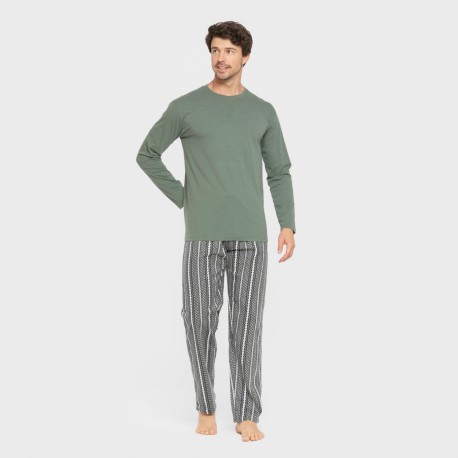 Pijama hombre franela Cronos verde