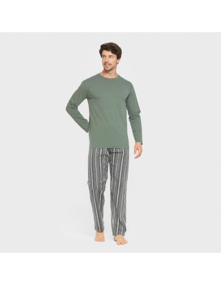 Pijama hombre franela Cronos verde