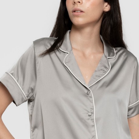 Pijama corto de manga corta satén Friday liso