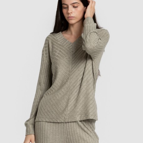 Jersey pico polyamide canalé mujer