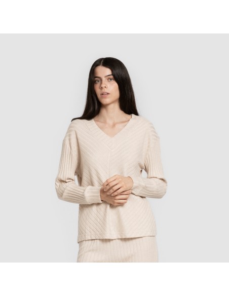 Jersey pico polyamide canalé mujer