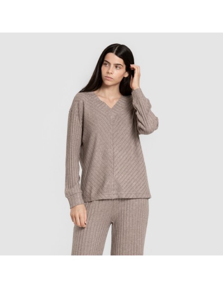 Jersey pico polyamide canalé mujer