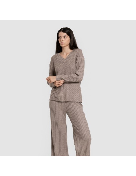 Jersey pico polyamide canalé mujer