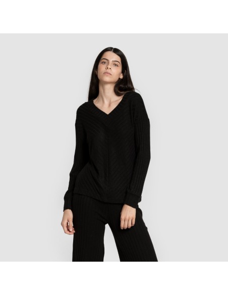 Jersey pico polyamide canalé mujer