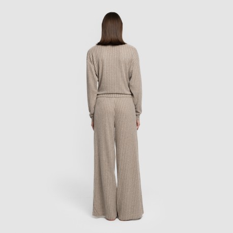 Jersey cuello subido crop 4x2 canalé mujer