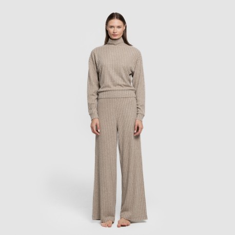 Jersey cuello subido crop 4x2 canalé mujer