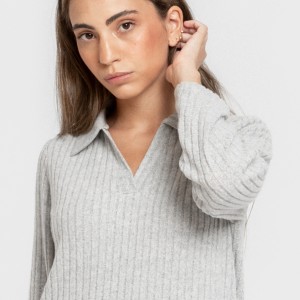 Vestido largo manga larga solapa 4x2 canalé mujer 2