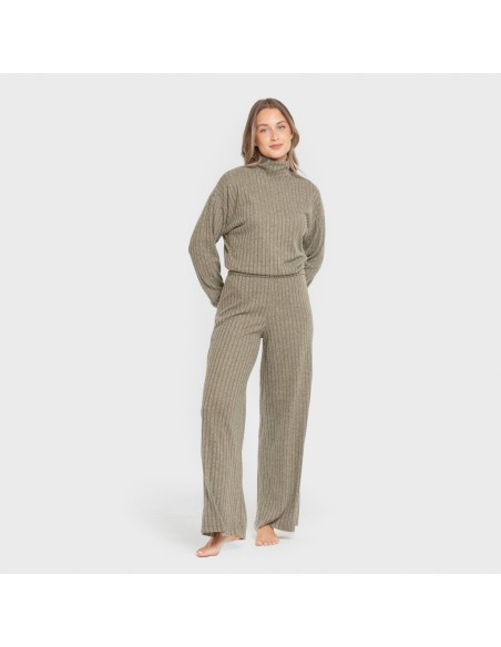 Pantalón largo ancho 4x2 canalé mujer