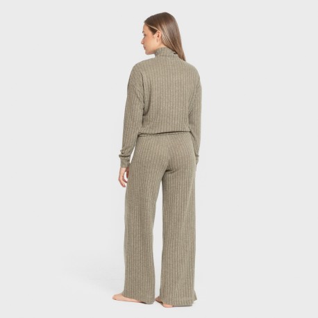 Pantalón largo ancho 4x2 canalé mujer