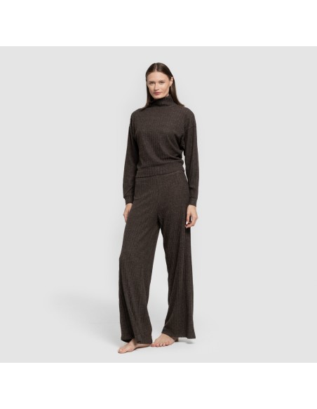 Pantalón largo ancho 4x2 canalé mujer