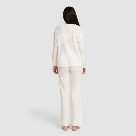 Pantalón largo polyamide canalé mujer