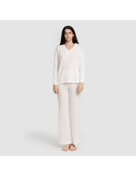 Pantalón largo polyamide canalé mujer