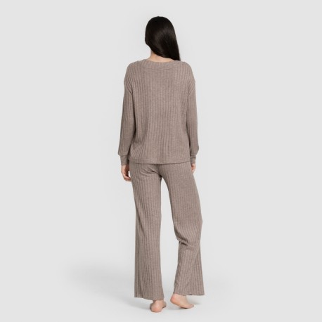 Pantalón largo polyamide canalé mujer