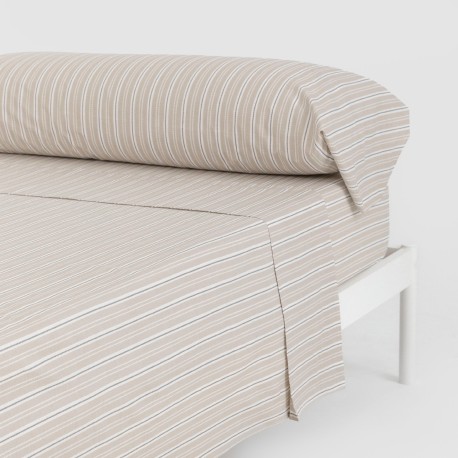 Juego de sábanas algodón Raya Segovia azul keike