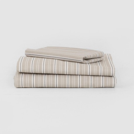 Juego de sábanas algodón Raya Segovia azul keike