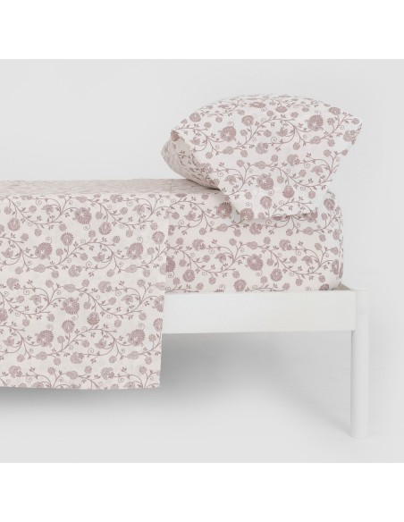 Juego de sábanas algodón Maggie malva