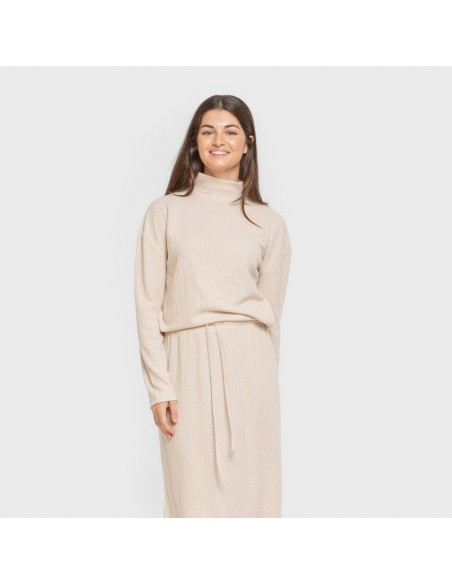 Jersey cuello subido rib canalé mujer