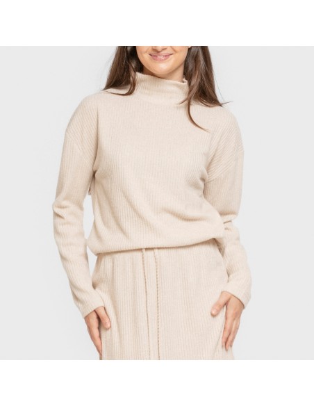 Jersey cuello subido rib canalé mujer