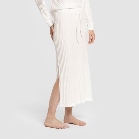 Falda midi polyamide canalé mujer