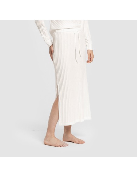 Falda midi polyamide canalé mujer