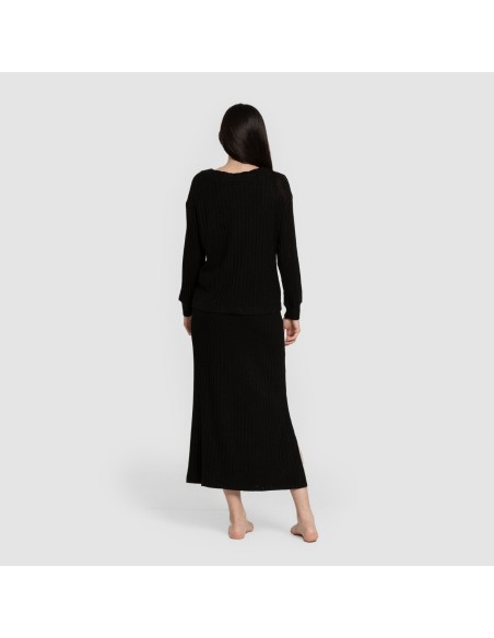 Falda midi polyamide canalé mujer