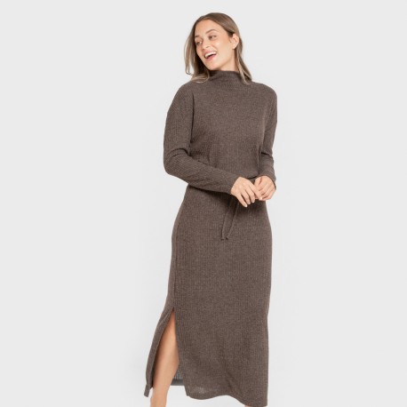 Falda midi rib canalé mujer