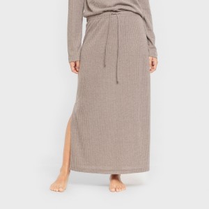 Falda midi rib canalé mujer 2