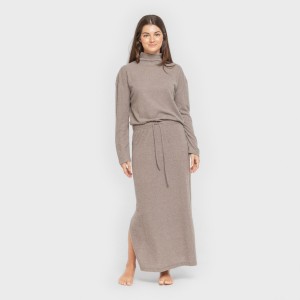 Falda midi rib canalé mujer