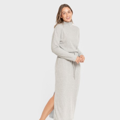 Falda midi rib canalé mujer