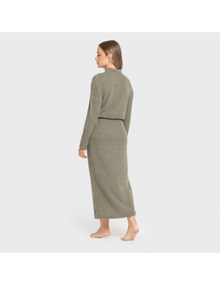 Falda midi rib canalé mujer