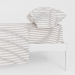 Juego de sábanas algodón Raya Rita verde seco