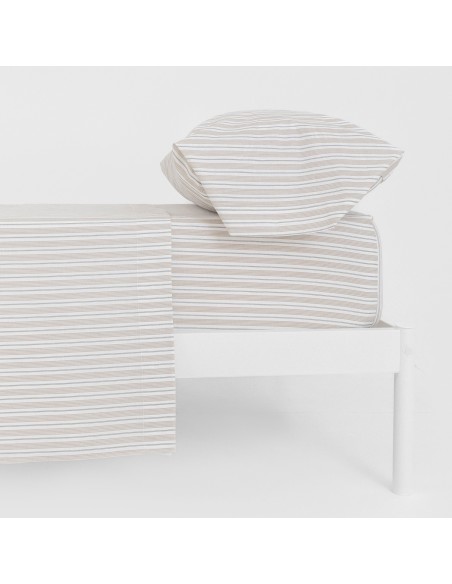 Juego de sábanas algodón Raya Rita verde seco