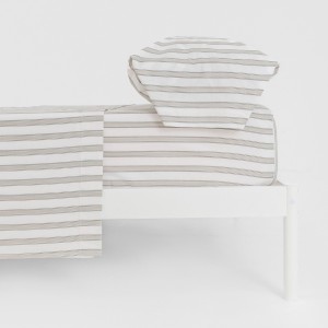 Juego de sábanas algodón Raya Sitges verde seco