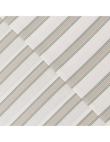 Juego de sábanas algodón Raya Sitges verde seco