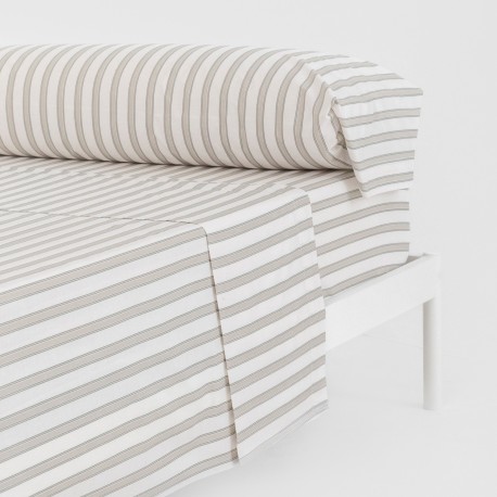 Juego de sábanas algodón Raya Sitges verde seco