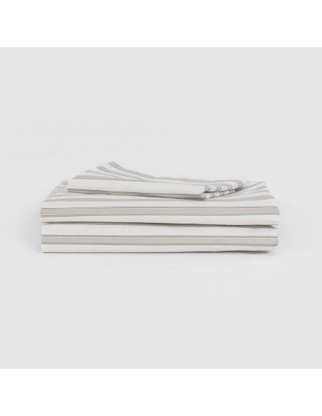 Juego de sábanas algodón Raya Sitges verde seco