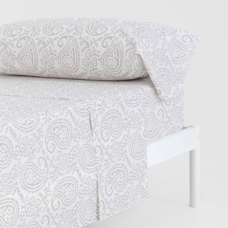 Juego de sábanas algodón Caterina gris claro