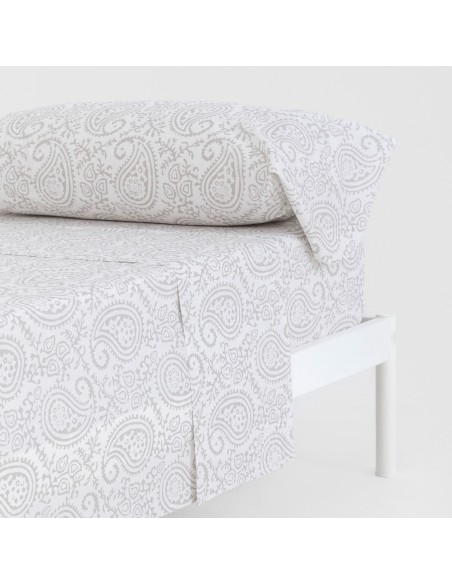 Juego de sábanas algodón Caterina gris claro