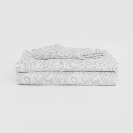 Juego de sábanas algodón Caterina gris claro