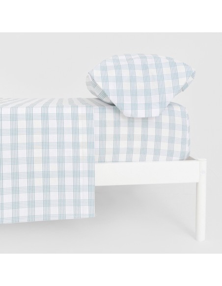 Juego de sábanas algodón Cuadro Albus verde tiffany